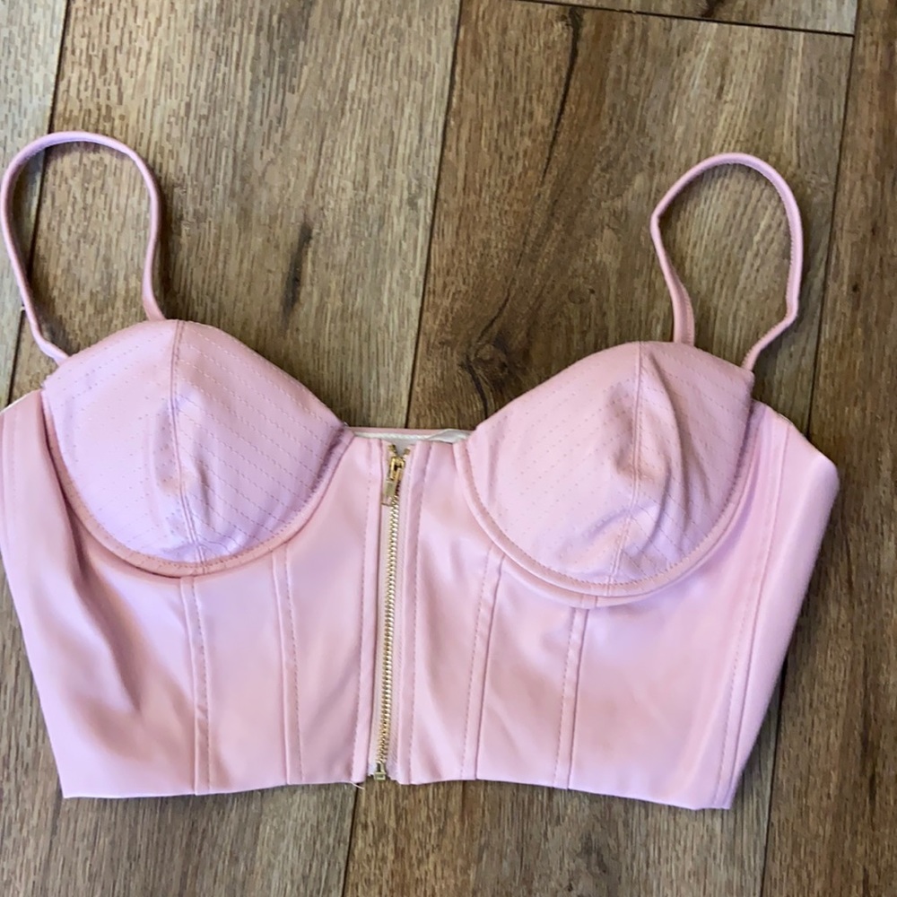 Pink Crop Top with Zipper
